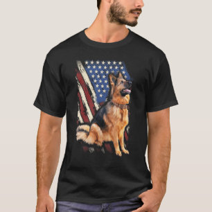 Camiseta Presente de Cachorro Pastor Alemão Patriótico Band