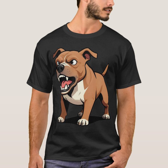 Camiseta Presente de Cachorro Pitbull Marrom Raivoso de Des (Frente)
