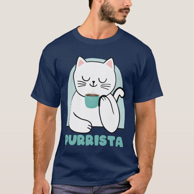 Camiseta Presente de café do gato de torrefação de café Pur (Frente)