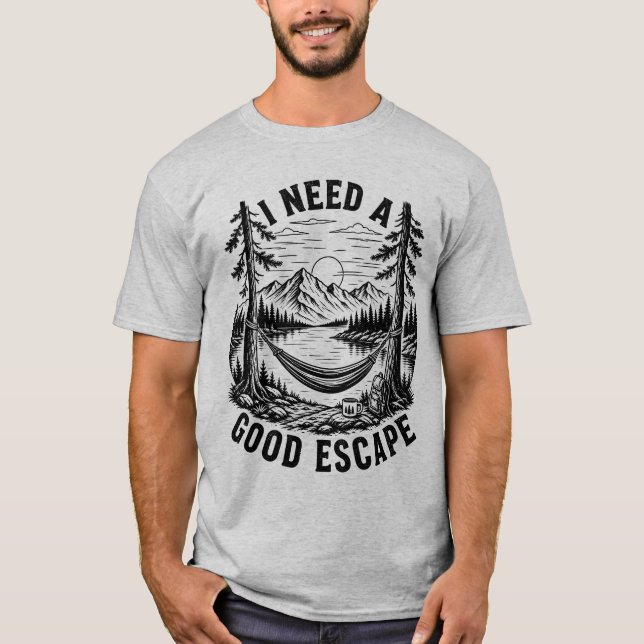 Camiseta Presente de Camping em Rede ao Ar Livre Lago da Mo (Frente)