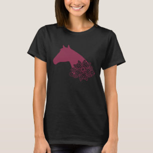Camiseta Presente de Cavalo Floral Bonito para Meninas e Am