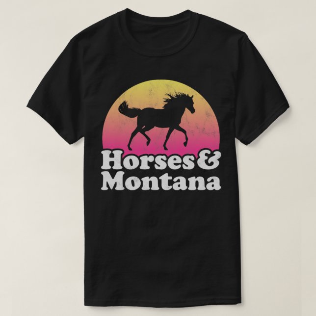 Camiseta Presente de cavalos e Montana para amantes de cava (Frente do Design)