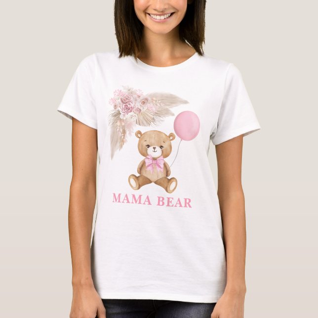 Camiseta Presente de Chá de Menina do Balão de Bebê do Urso (Frente)