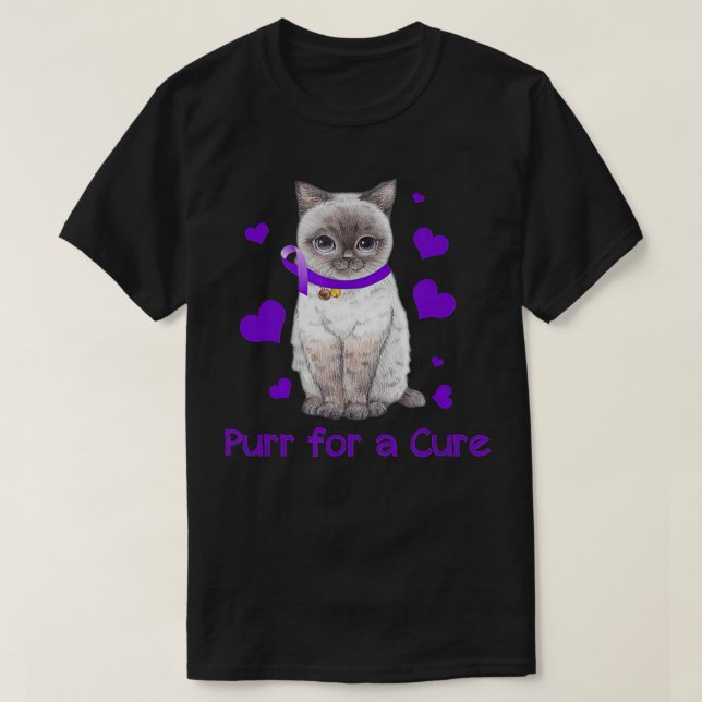 Camiseta Presente de Consciência do Alzheimer Purr Cute Cat (Frente do Design)