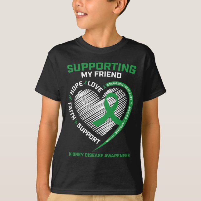 Camiseta Presente de consciência sobre a doença renal amiga (Frente)