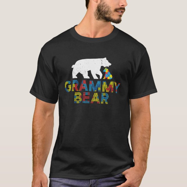 Camiseta Presente de Conscientização do Autismo Grammy Bear (Frente)