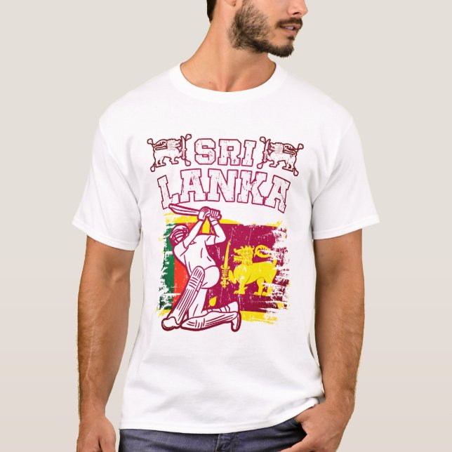 Camiseta Presente de críquete do Sri Lanka, Traço de Pincel (Frente)