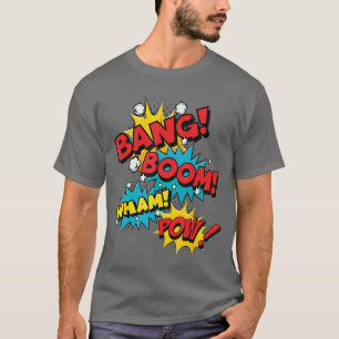 Camiseta Presente de design de efeito sonoro de quadrinhos 