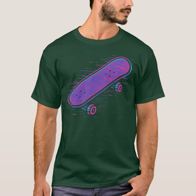 Camiseta Presente de design de skate Neon Retro (Frente)