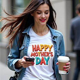 Camiseta Presente de Dia de as mães Feliz e Divertido