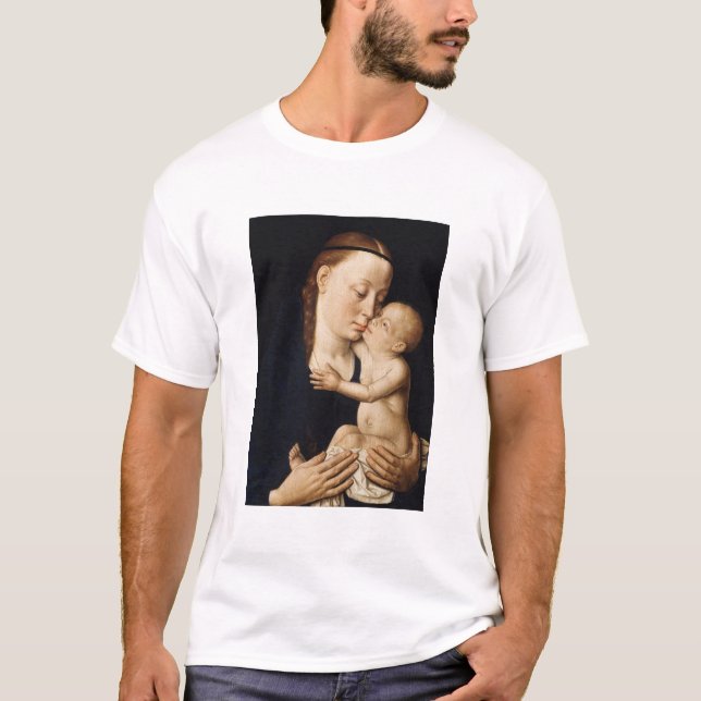 Camiseta Presente de dia de as mães - Virgem e Criança - Mã (Frente)
