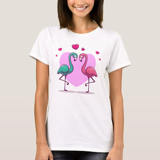 Camiseta Presente de Dia de os namorados Flamingo (Frente)
