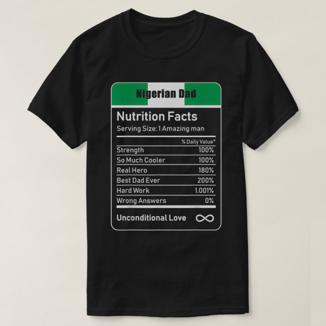 Camiseta Presente de Dia de os pais de Fatos de Nutrição Pa (Frente do Design)