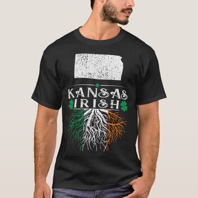 Camiseta Presente de Dia de São Patrício irlandês do Kansas (Frente)