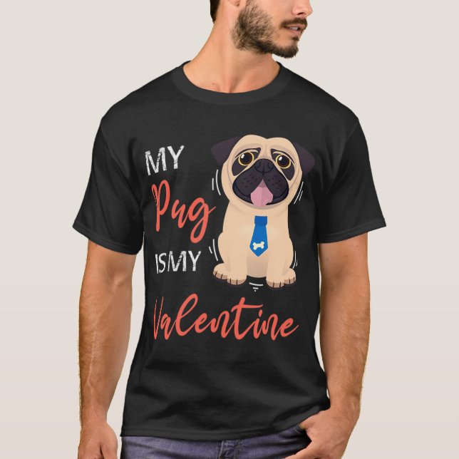 Camiseta Presente de Dia dos Namorados, Pug, presente de pu (Frente)