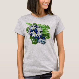 Camiseta Presente de dona de pelúcia azul,violeta e flor b