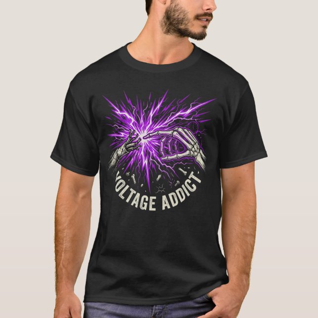 Camiseta Presente de Eletricista Viciado em Voltagem Choque (Frente)