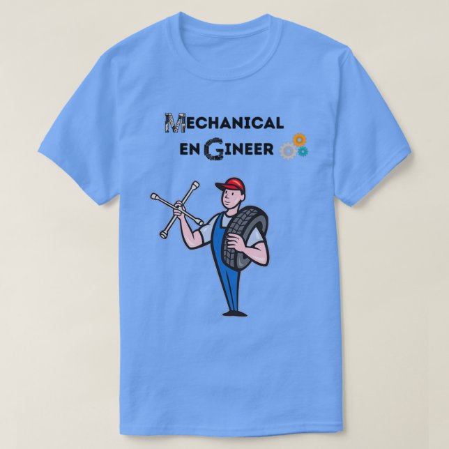 Camiseta Presente de Engenheiro mecânico preto e branco par (Frente do Design)