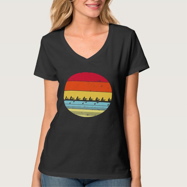 Camiseta Presente de Equipe de Barco de Remo Engraçado Vint (Frente)