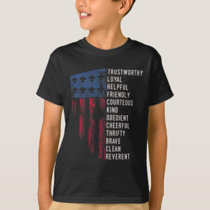 Camiseta Presente de Escotismo Vintage Bandeira dos EUA Lei