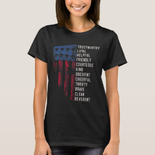 Camiseta Presente de Escotismo Vintage Bandeira dos EUA Lei