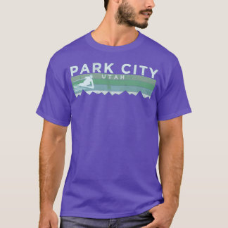 Camiseta Presente de esqui angustiado Retro Park City Utah