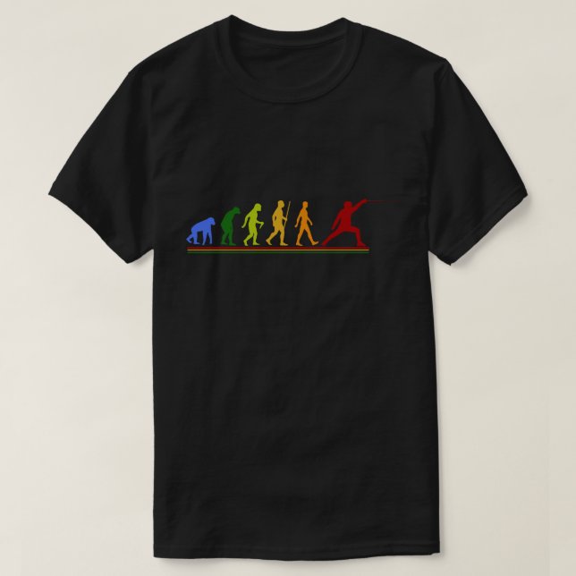 Camiseta Presente De Evolução De Esgrima Retroativa Para Ca (Frente do Design)