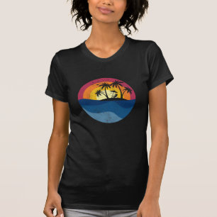 Camiseta presente de férias de praia vintage pôr d