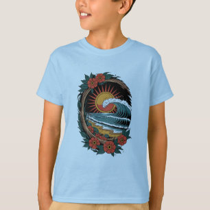 Camiseta Presente de Férias do Pôr do Sol Floral Beach Love
