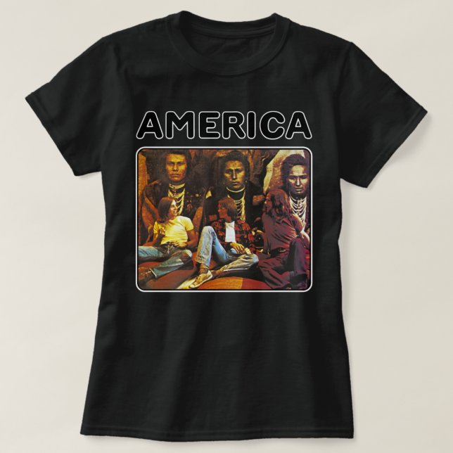 Camiseta Presente de foguetes de banda da América retrô par (Frente do Design)