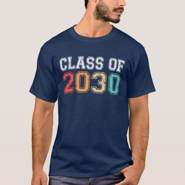 Camiseta Presente de formatura da turma de 2030 retrô vinta (Frente)