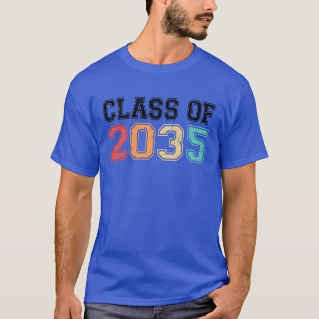 Camiseta Presente de formatura da turma de 2035 retrô vinta (Frente)