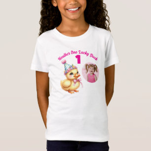 Camiseta Presente de Foto de 1º Aniversário de Um Pato Sort