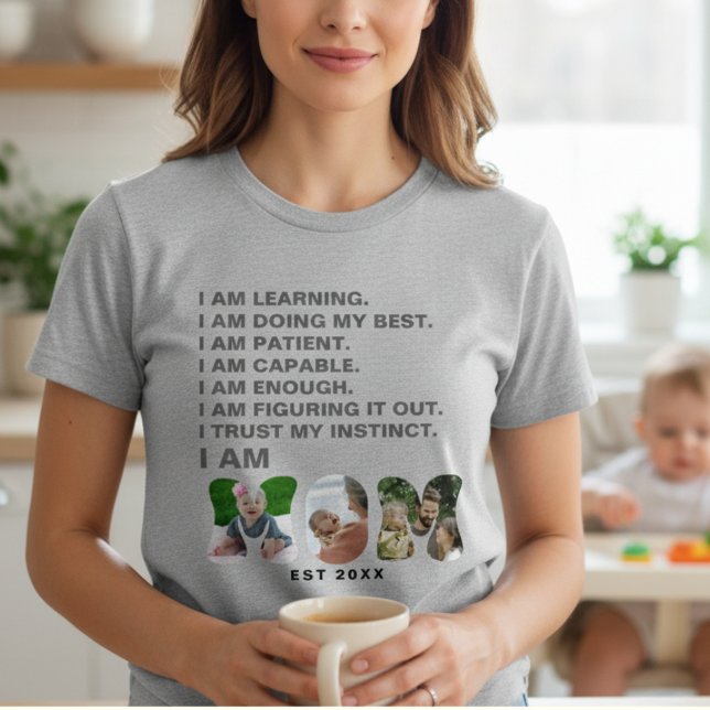 Camiseta Presente de foto de nova mamãe com afirmação perso (Criador carregado)
