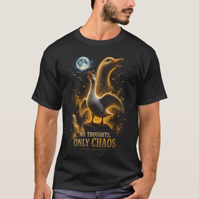 Camiseta Presente de Ganso Engraçado Sem Pensamentos Só Cao (Frente)