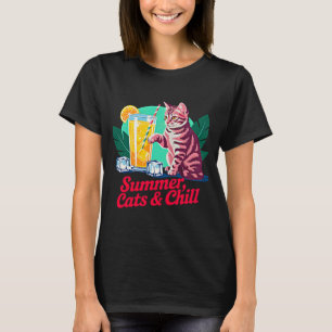 Camiseta Presente de Gato de Verão para Mulheres - Gatos Re