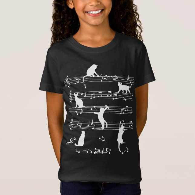 Camiseta Presente De Gato E Música, Música De Nota De Repro (Frente)