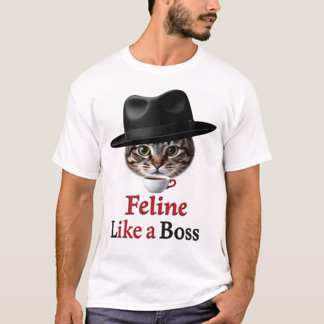 Camiseta Presente de Gato Felino Como um Chefe (Frente)