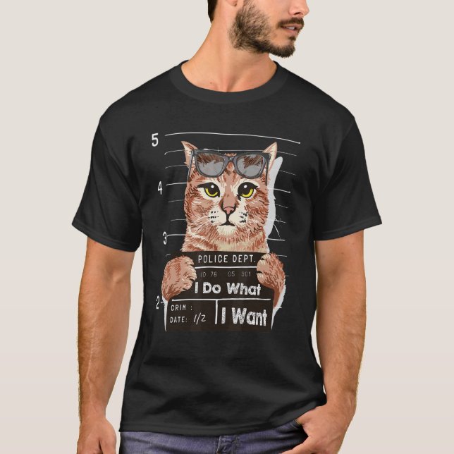 Camiseta Presente de Gato Laranja Tabby 'Faço o que Quero' (Frente)