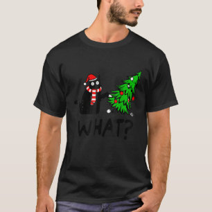 Camiseta Presente de Gato Preto Derrubando Árvore de Natal