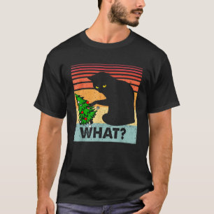 Camiseta Presente de Gato Preto Engraçado Empurrando Árvore