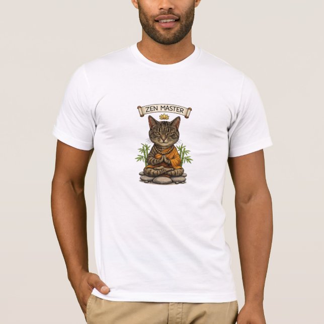 Camiseta Presente de Gato Tabby Cinza Divertido e Relax Mes (Frente)