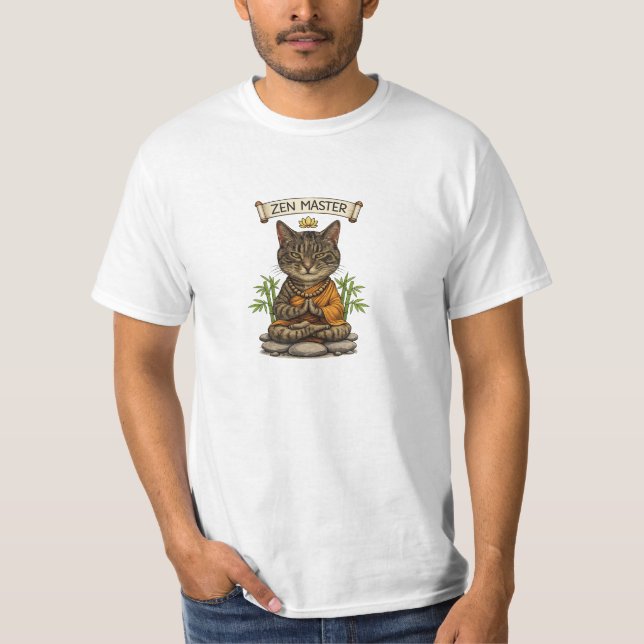 Camiseta Presente de Gato Tabby Cinza Divertido e Relaxado  (Frente)