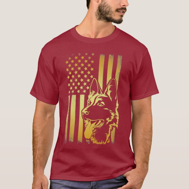 Camiseta Presente de German shepherd da Polícia de Bandeira (Frente)