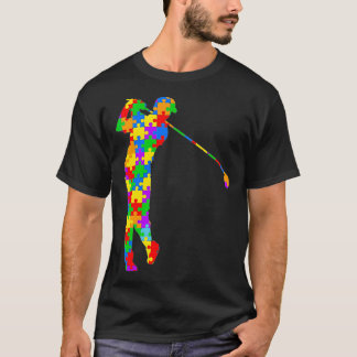 Camiseta presente de golfe autismo golfe reconhecimento de