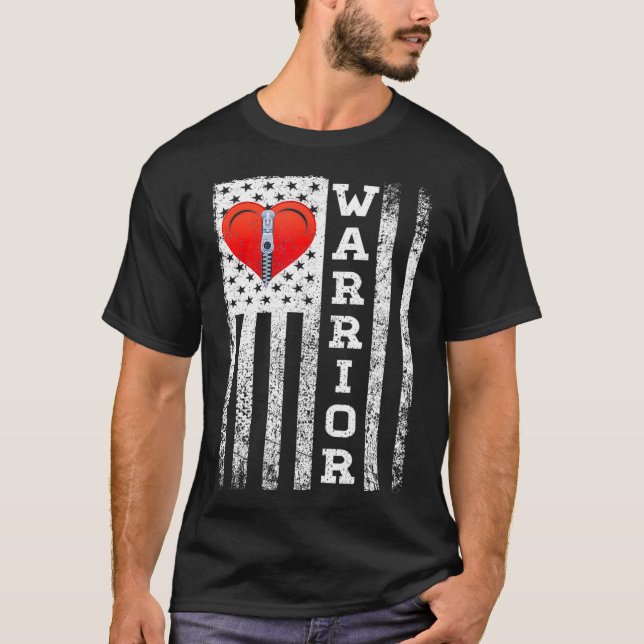 Camiseta Presente De Guerreiro De Cirurgia Cardíaca Aberta  (Frente)