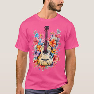 Camiseta Presente de guitarrista gráfico de guitarra floral