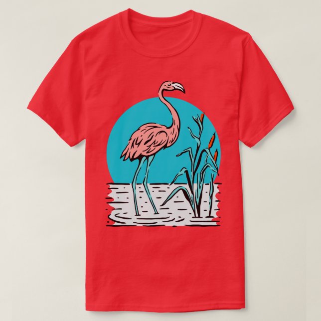 Camiseta Presente de Ilustração da Natureza Flamingo Rosa (Frente do Design)