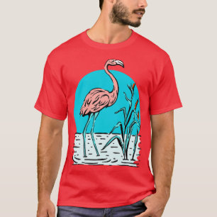 Camiseta Presente de Ilustração da Natureza Flamingo Rosa