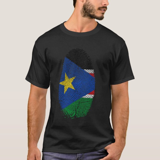 Camiseta Presente de impressão digital da bandeira do Sudão (Frente)